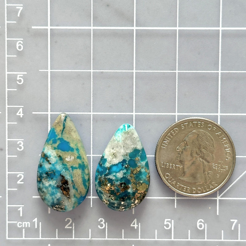 Large Sky Blue Teardrop Ithaca Peak Turquoise, Set of 2 Dimensions