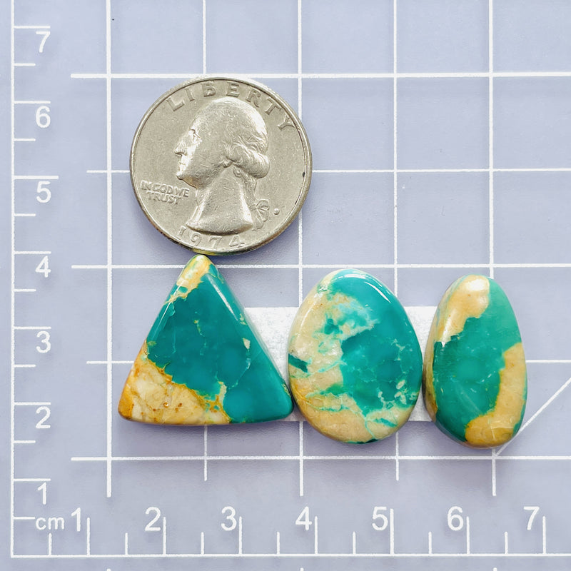 Medium Ocean Blue Mixed Royston Turquoise, Set of 3 Dimensions