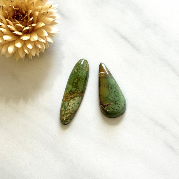 Large Sea Green Mixed Crescent Lake Variscite, Set of 2 Background