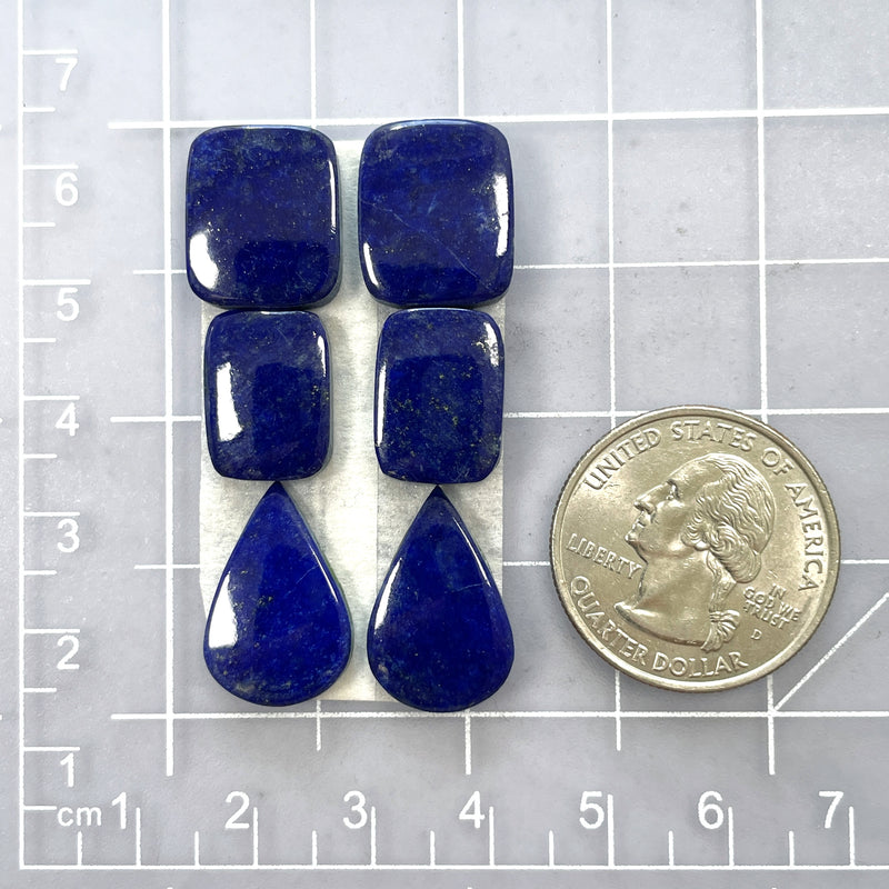 Medium Deep Blue Mixed Lapis Lazuli, Set of 6 Dimensions