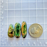 Medium Deep Green Mixed Crescent Lake Variscite, Set of 3 Dimensions