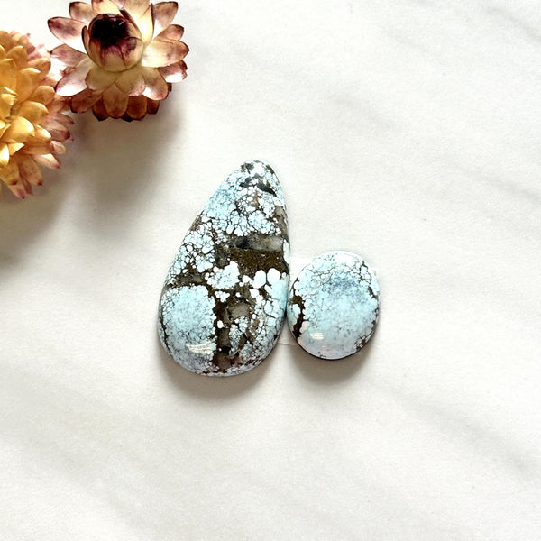 Large Faint Blue Mixed Sand Hill Turquoise, Set of 2 Background