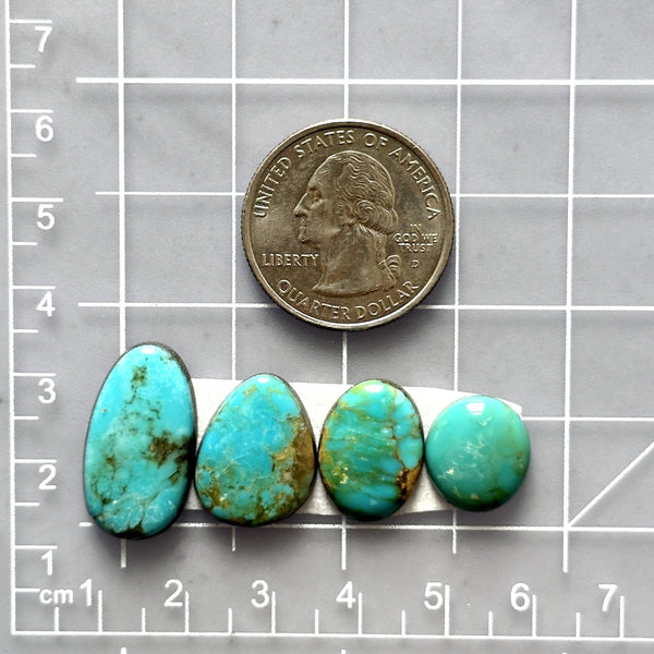Small Sky Blue Mixed Tyrone Turquoise, Set of 4 Dimensions