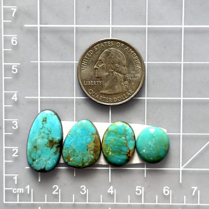 Small Sky Blue Mixed Tyrone Turquoise, Set of 4 Dimensions