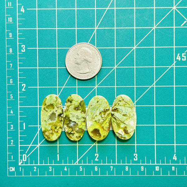 Large Mint Green Oval Green Opal, Set of 4 Dimensions