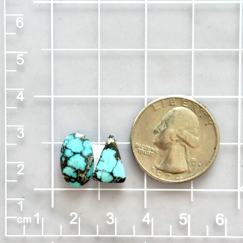 Small Sky Blue Mixed Yungai Turquoise, Set of 2 Dimensions