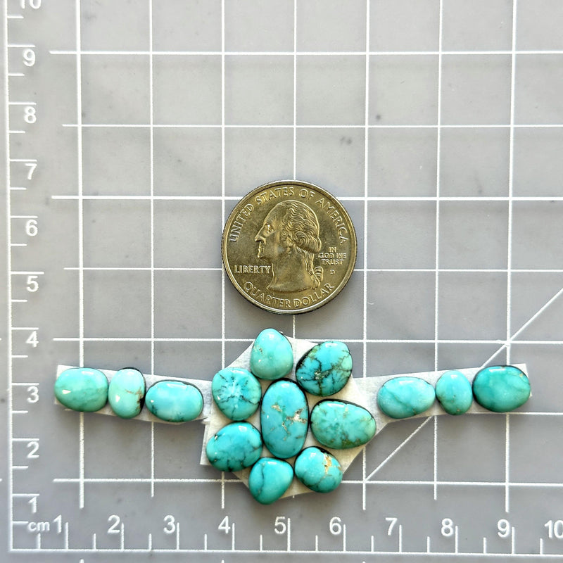 Small Sky Blue Mixed Lone Mountain Turquoise, Set of 14 Dimensions