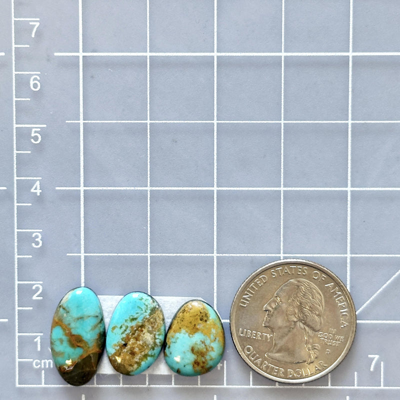 Small Sky Blue Mixed Number 8 Turquoise, Set of 3 Dimensions