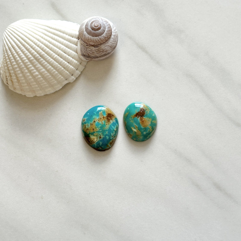 Medium Sky Blue Oval Royston Turquoise, Set of 2 Background
