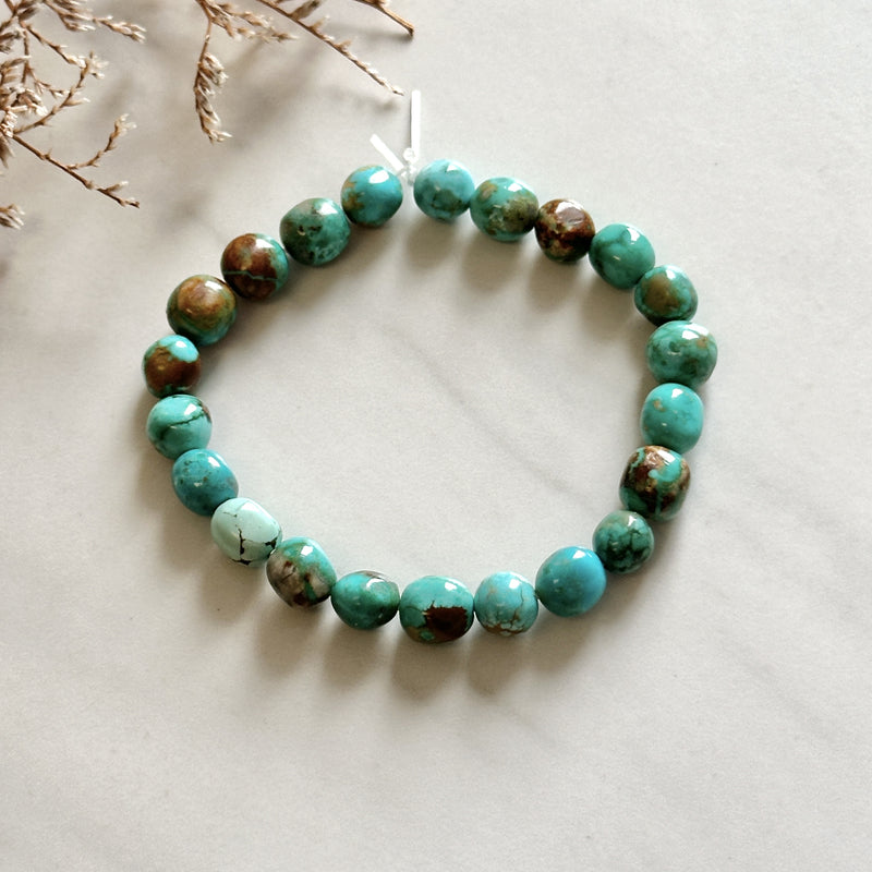 Sky Blue Fox Turquoise Smooth Nugget Beads Background