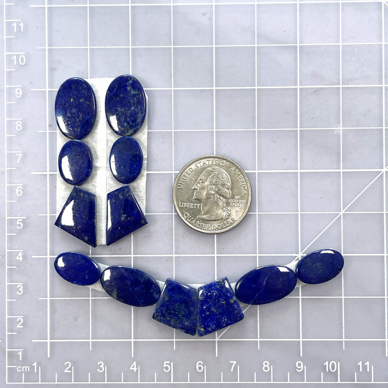 Small Deep Blue Mixed Lapis Lazuli, Set of 14 Dimensions