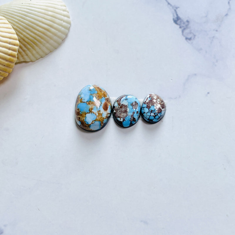 Small Sky Blue Freeform Golden Hills Turquoise, Set of 3 Background