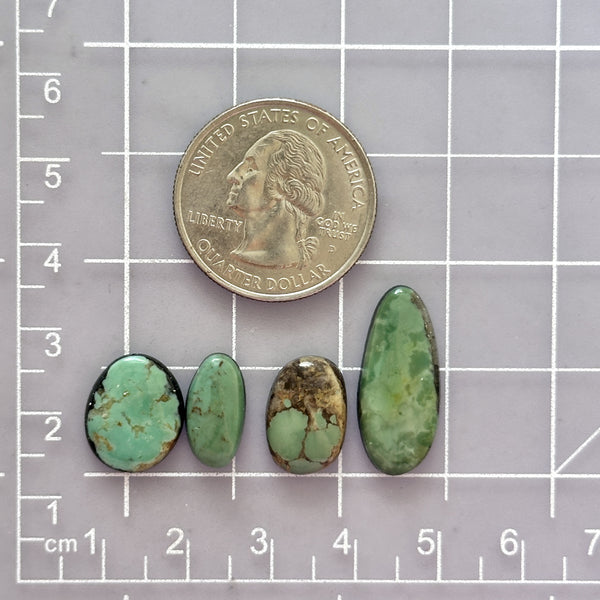 Small Sea Green Mixed Carico Lake Turquoise, Set of 4 Dimensions