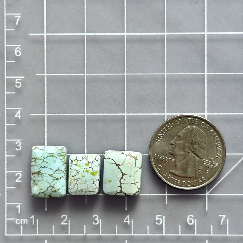 Small Faint Blue Bar Sand Hill Turquoise, Set of 3 Dimensions