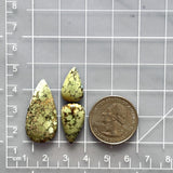 Medium Sea Green Teardrop Treasure Mountain Turquoise, Set of 3 Dimensions