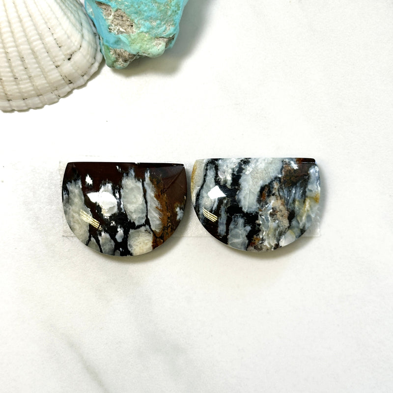 Large Pale Brown Half Moon Purple Lavender Variscite, Set of 2 Background