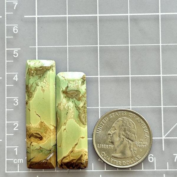 Large Mint Green Bar Crescent Lake Variscite, Set of 2 Dimensions