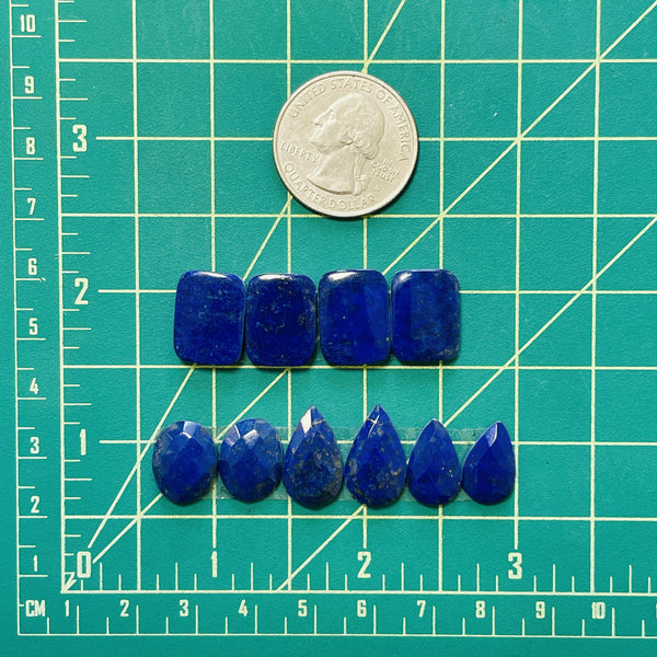 Small Deep Blue Mixed Lapis Lazuli, Set of 10 Dimensions