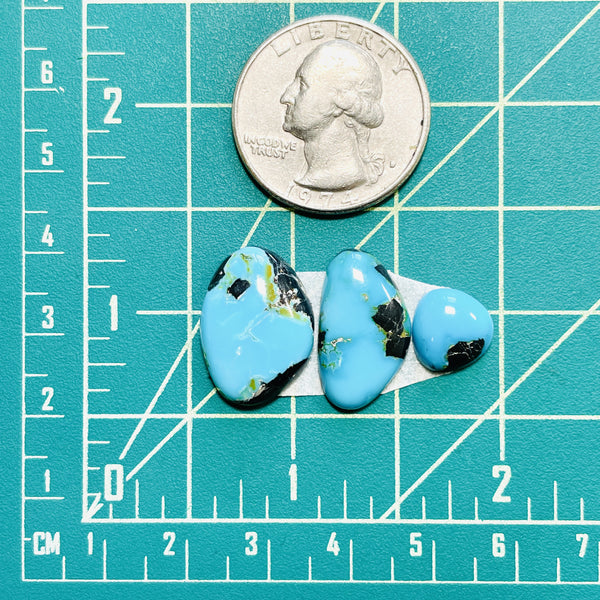 Large Sky Blue Freeform Blue Moon Turquoise, Set of 3 Dimensions