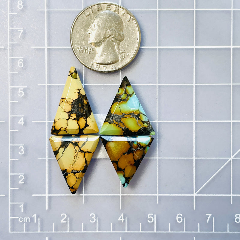 Medium Mixed Triangle Treasure Mountain Turquoise, Set of 4 Dimensions