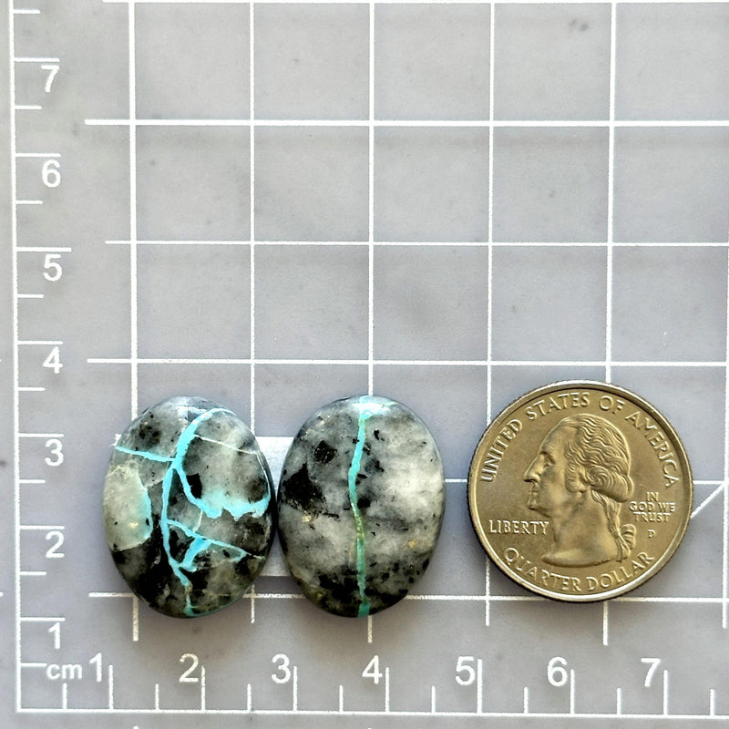 Large Sky Blue Oval Blue Moon Turquoise, Set of 2 Dimensions