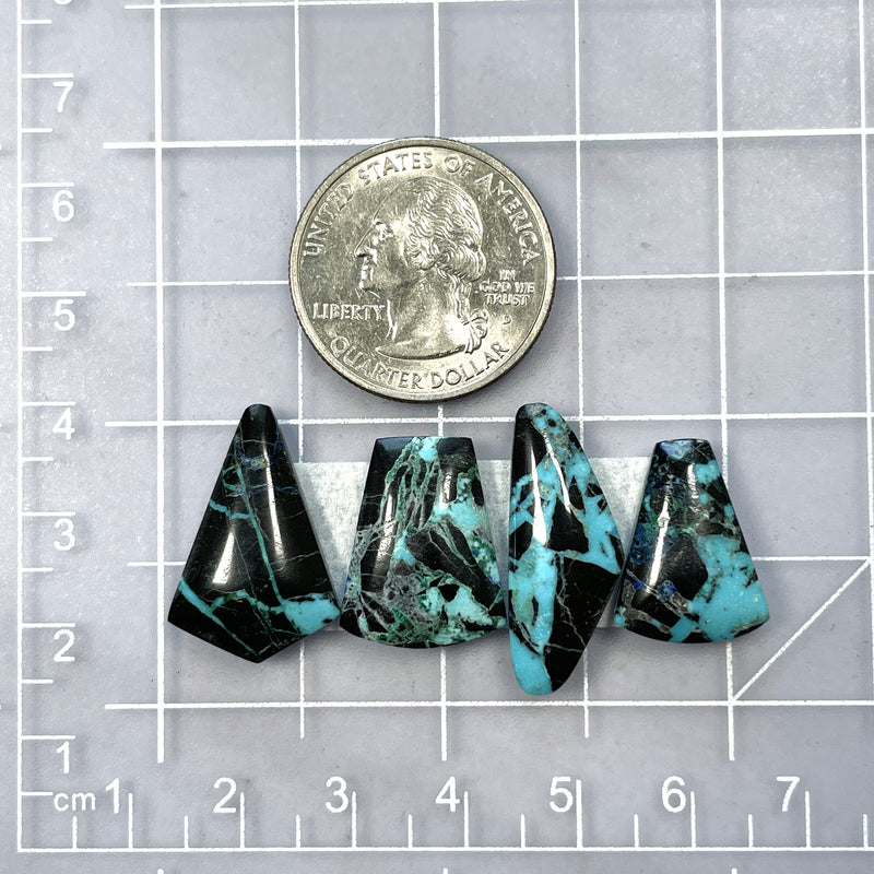 Medium Ocean Blue Mixed Yungai Turquoise, Set of 4 Dimensions