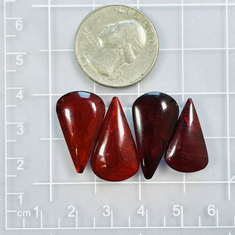Large Red Teardrop Rosarita, Set of 4 Dimensions