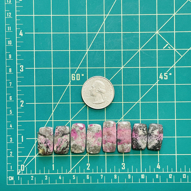 Medium Pink Barrel Cobaltoan Calcite, Set of 8 Dimensions