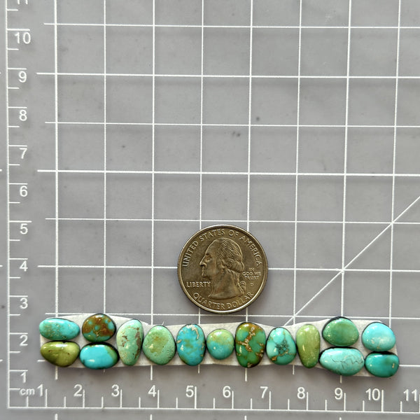 Small Mixed Mixed Lone Mountain Turquoise, Set of 15 Dimensions