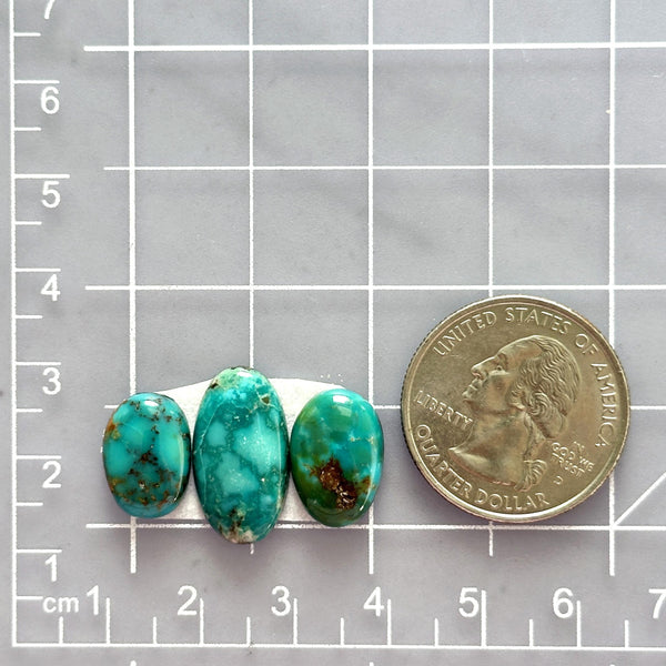 Small Ocean Blue Oval Tyrone Turquoise, Set of 3 Dimensions