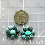 Small Mixed Mixed Mixed Turquoise, Set of 16 Dimensions
