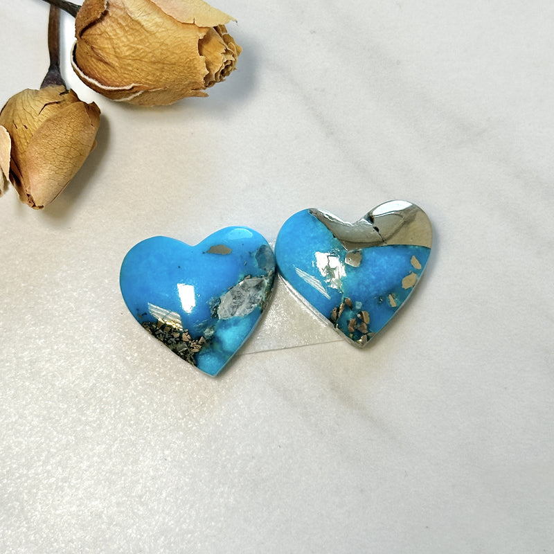Large Sky Blue Heart Ithaca Peak Turquoise, Set of 2 Background