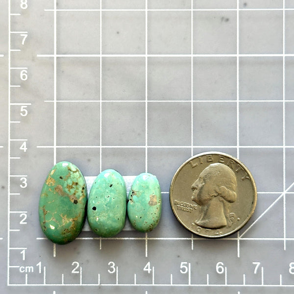 Small Mint Green Oval Lone Mountain Turquoise, Set of 3 Dimensions