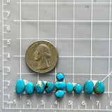 Small Sky Blue Mixed Kingman Turquoise, Set of 11 Dimensions