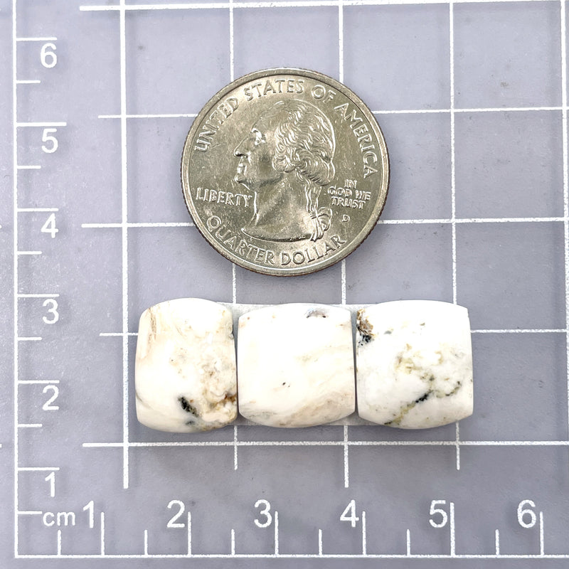 Small White Barrel White Buffalo Dolomite, Set of 3 Dimensions