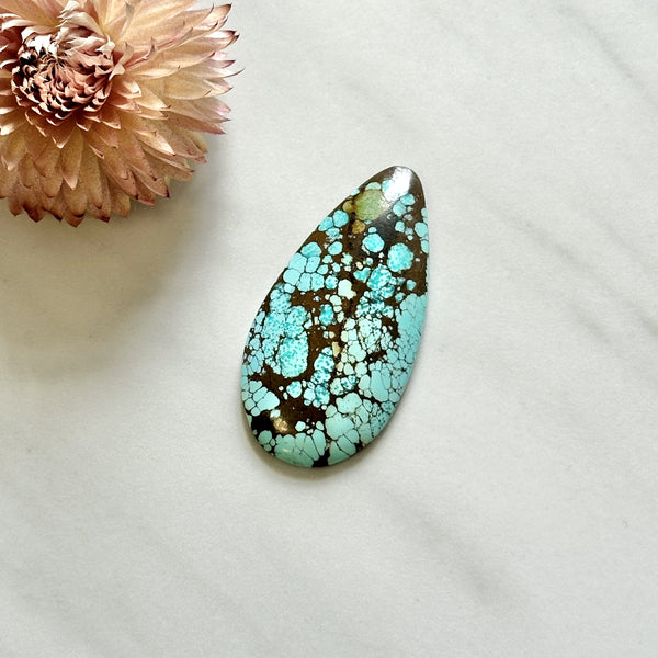 Large Sky Blue Teardrop Number 8 Turquoise Background