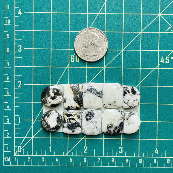 Small Mixed Mixed White Buffalo Dolomite, Set of 10 Dimensions