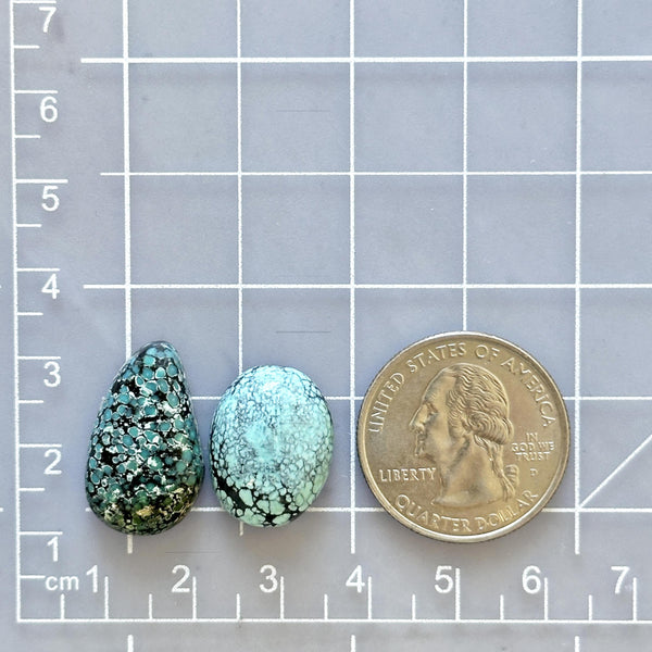 Medium Mixed Mixed Milky Way Turquoise, Set of 2 Dimensions