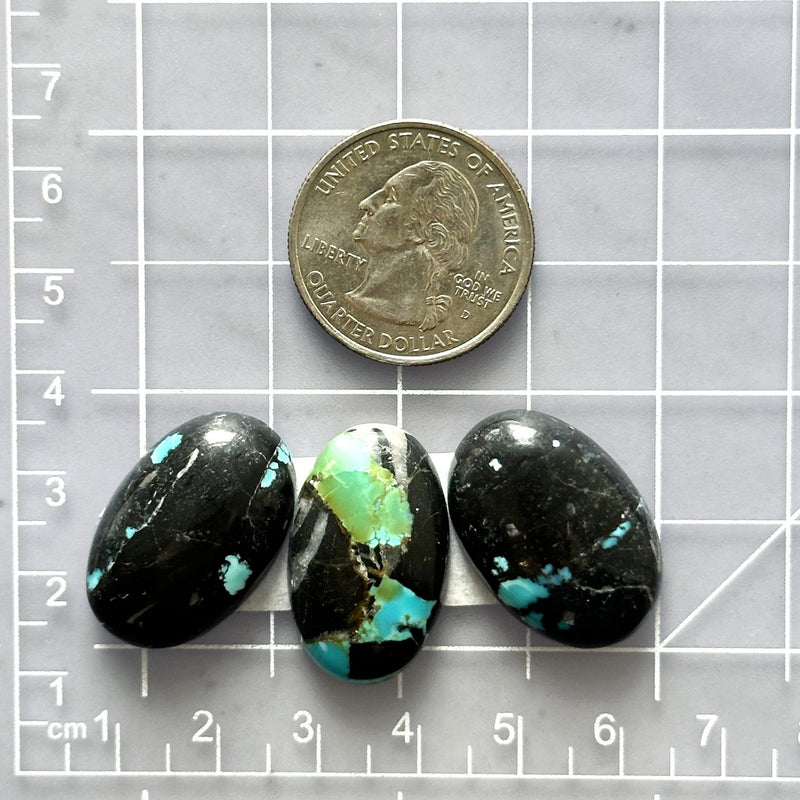 Large Sky Blue Oval Blue Moon Turquoise, Set of 3 Dimensions