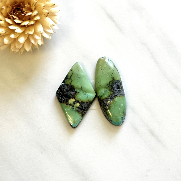 Large Lime Green Mixed Crescent Lake Variscite, Set of 2 Background