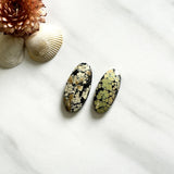 Large Light Yellow Oval Treasure Mountain Turquoise, Set of 2 Background