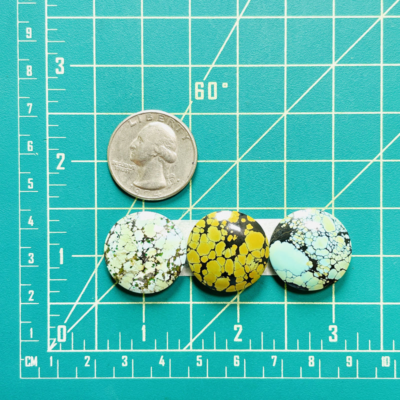 Large Mixed Round Mixed Turquoise, Set of 3 Dimensions