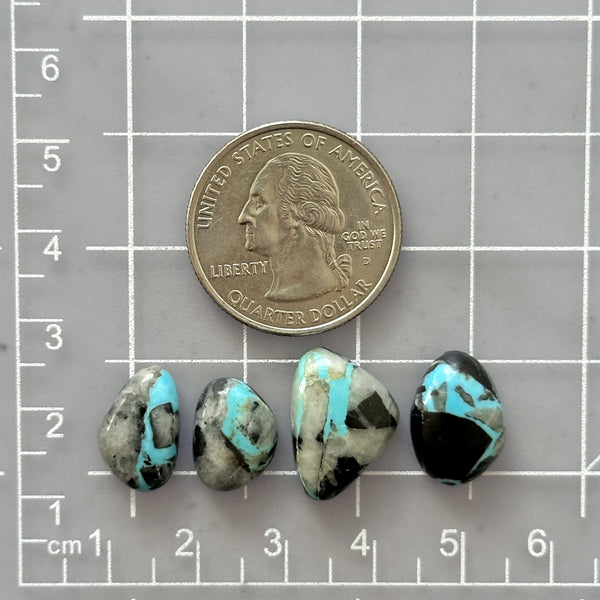 Small Sky Blue Mixed Blue Moon Turquoise, Set of 4 Dimensions