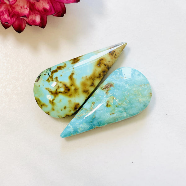 Large Sky Blue Teardrop Wild Horse Turquoise, Set of 2 Background