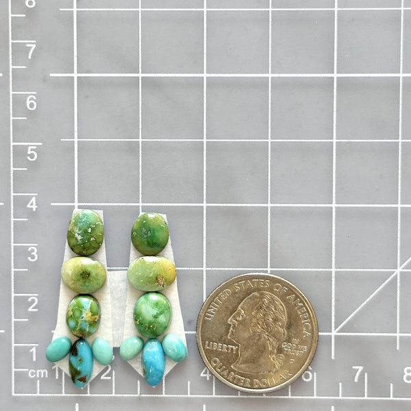 Small Mixed Mixed Mixed Turquoise, Set of 12 Dimensions
