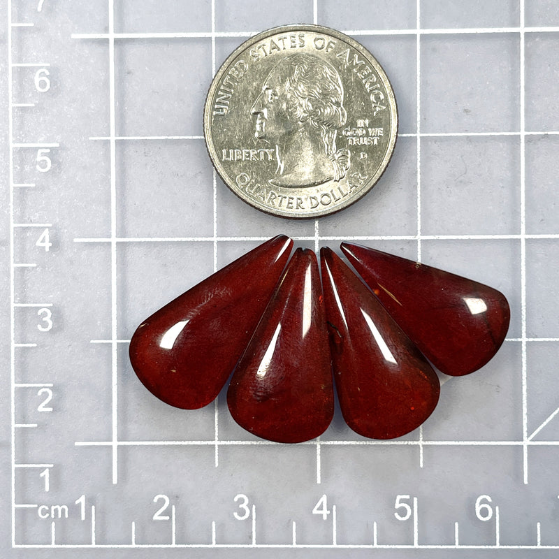 Large Red Teardrop Rosarita, Set of 4 Dimensions