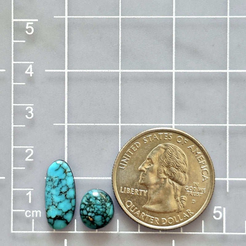 Small Ocean Blue Mixed Red Mountain Turquoise, Set of 2 Dimensions