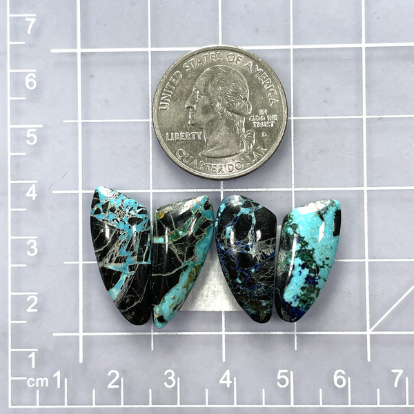 Large Sky Blue Freeform Yungai Turquoise, Set of 4 Dimensions