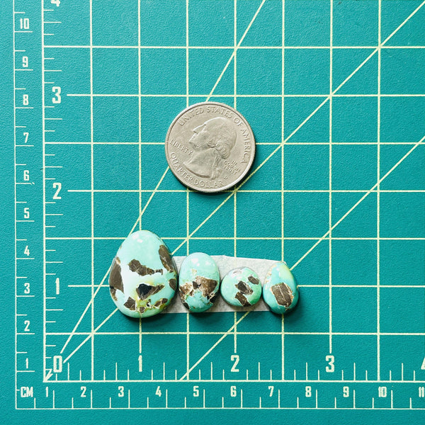 Mixed Faint Green Mixed Carico Lake Turquoise, Set of 4 Dimensions