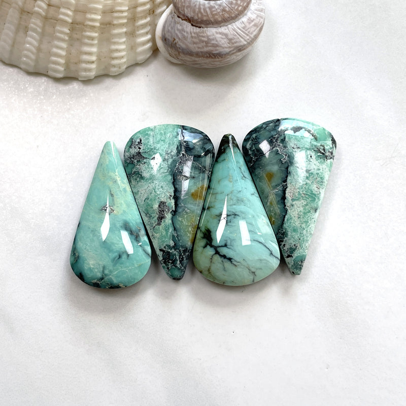 Large Sea Green Teardrop Crescent Lake Variscite, Set of 4 Background